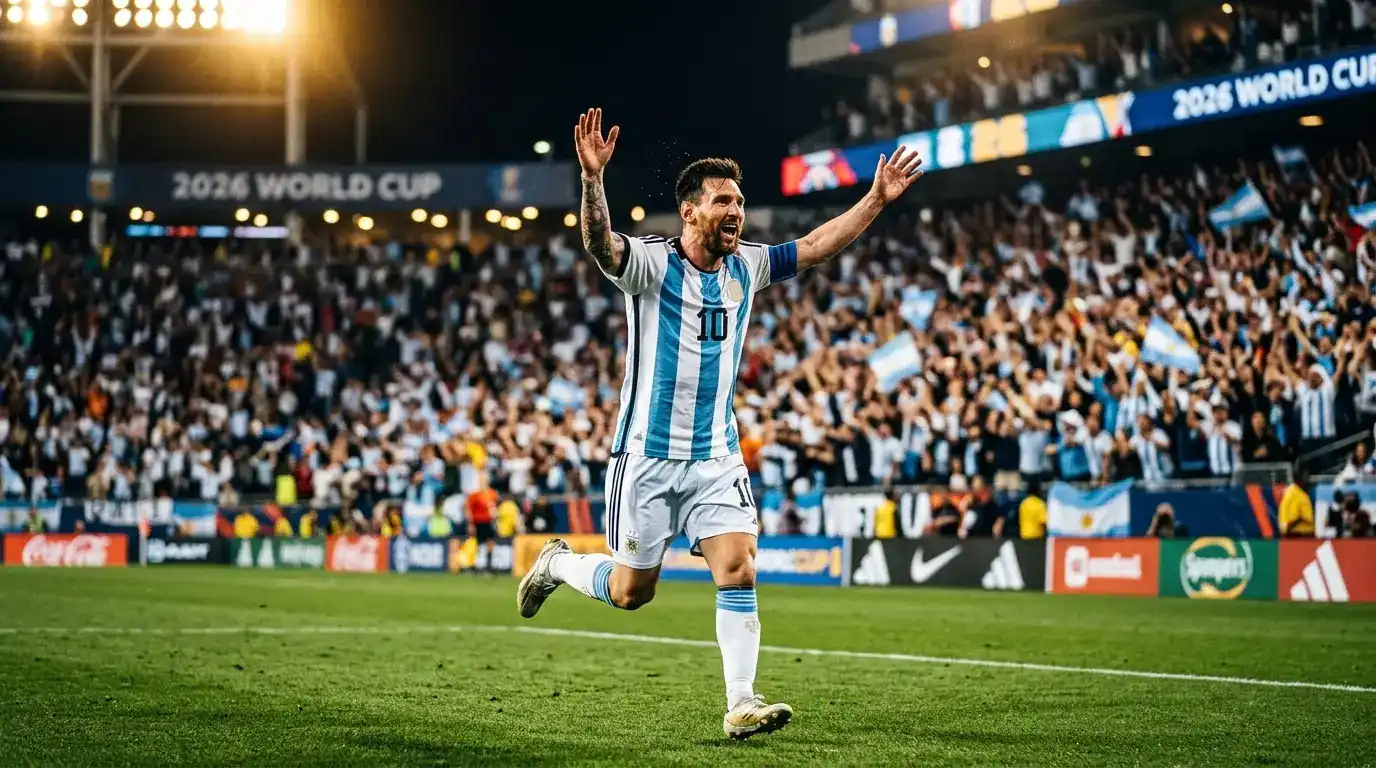 Lionel Messi firar sitt rekordmål i VM 2026