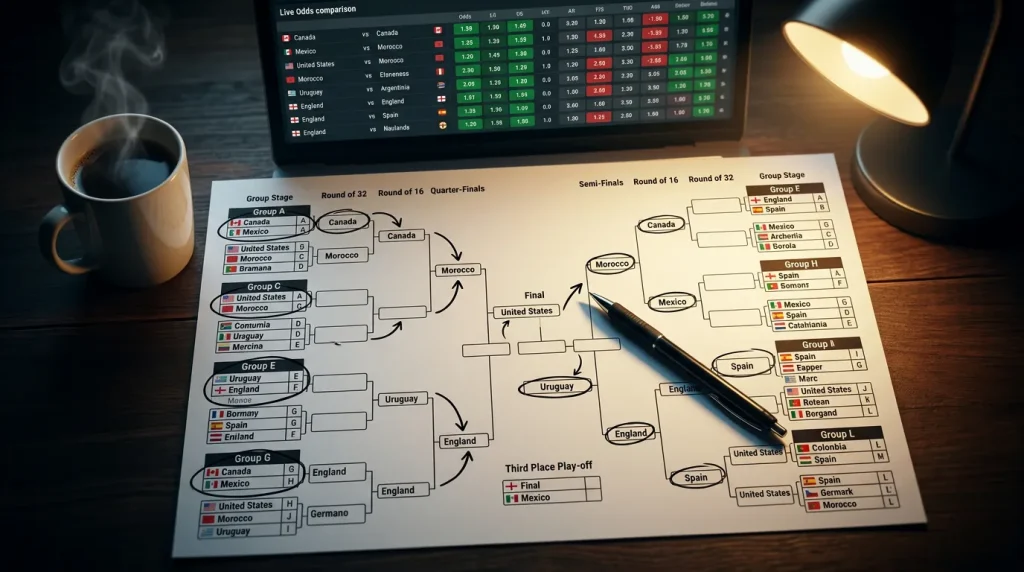 Jämförelse av odds för VM 2026 med fokus på turneringsvinnare och gruppspelet
