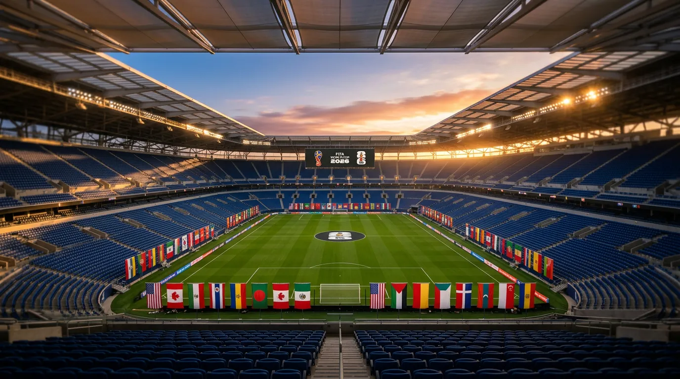 Översikt av VM 2026 med 48 lag fördelade på tolv grupper i USA Mexiko och Kanada