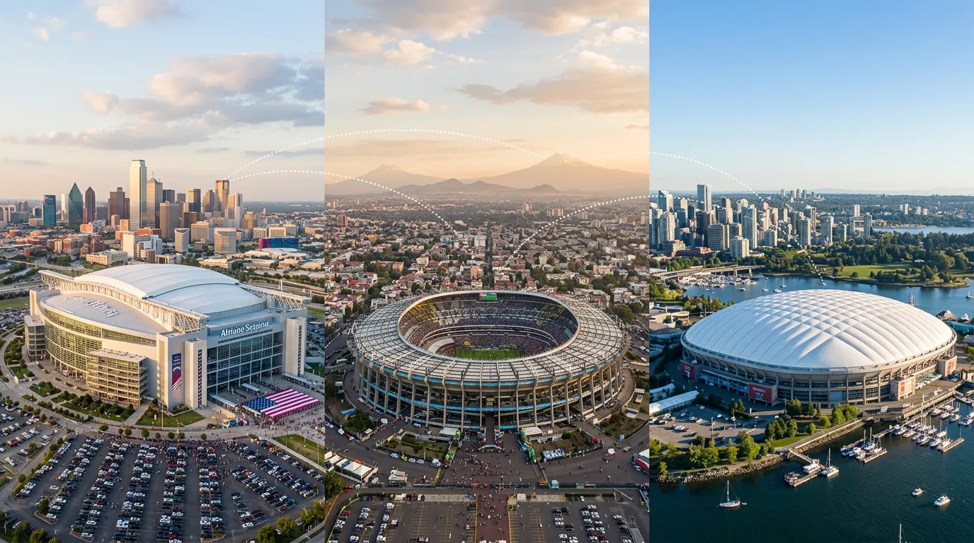 Arenor och spelorter för VM 2026 fördelade över USA Mexiko och Kanada